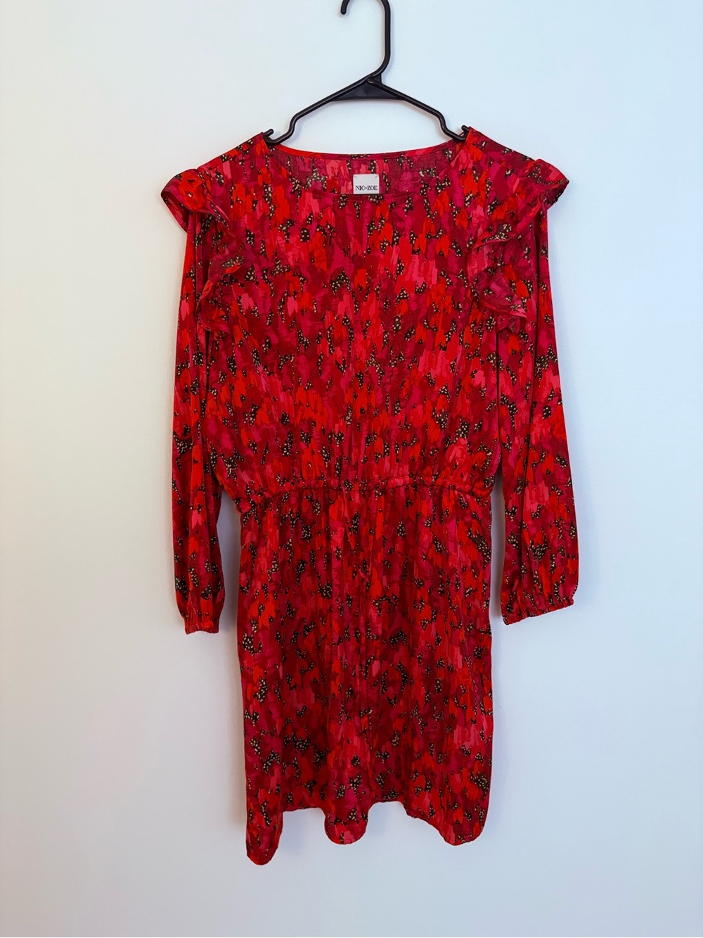NIC+ZOE Women’s Red Floral Ruffle-Shoulder Dress